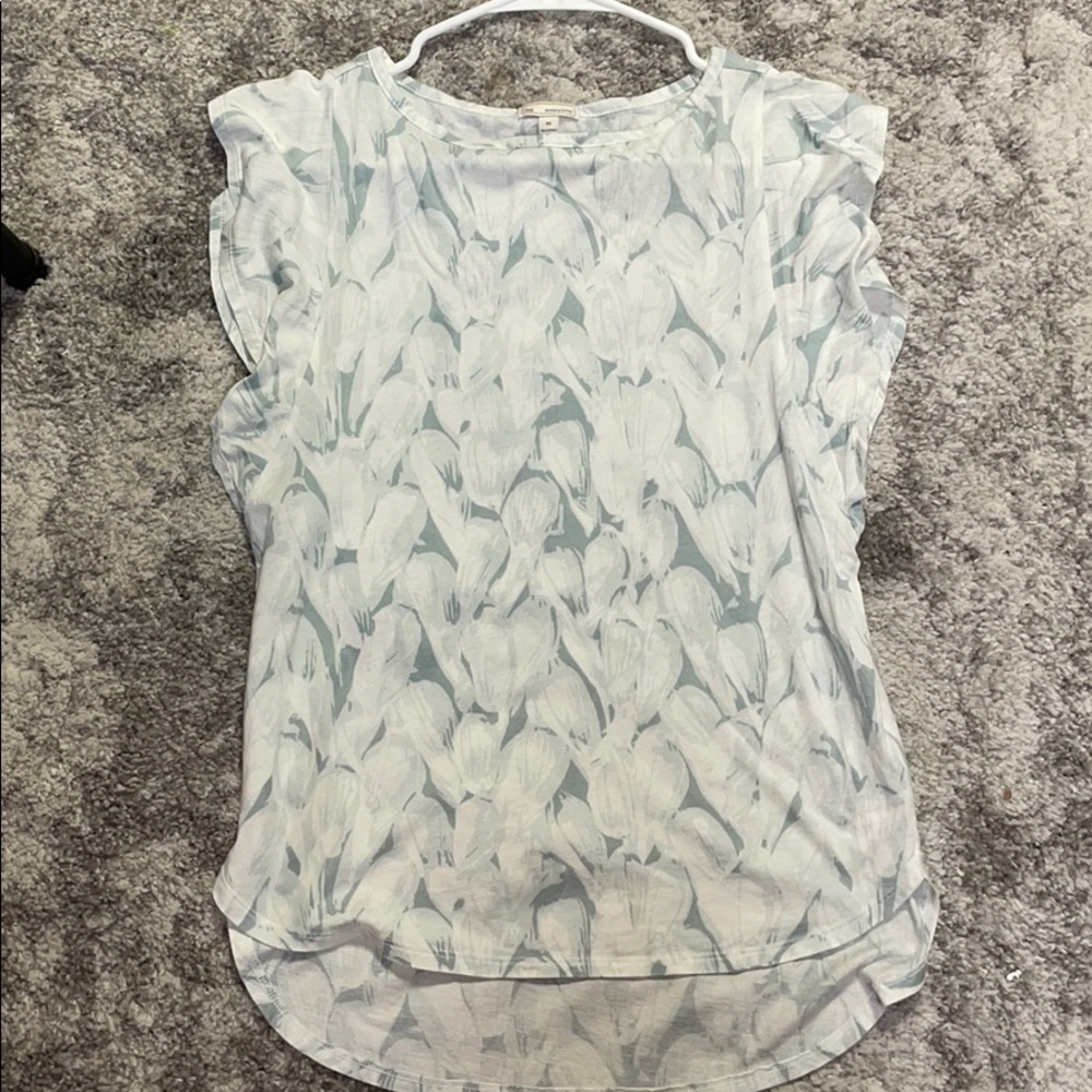 Gap XS Green and White Floral Top